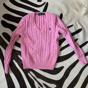 Polo Womens cable V neck sweater small